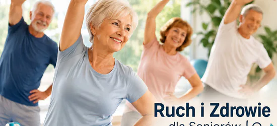 Aktywni seniorzy podczas zajęć ruchowych